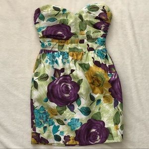 Strapless Floral Dress